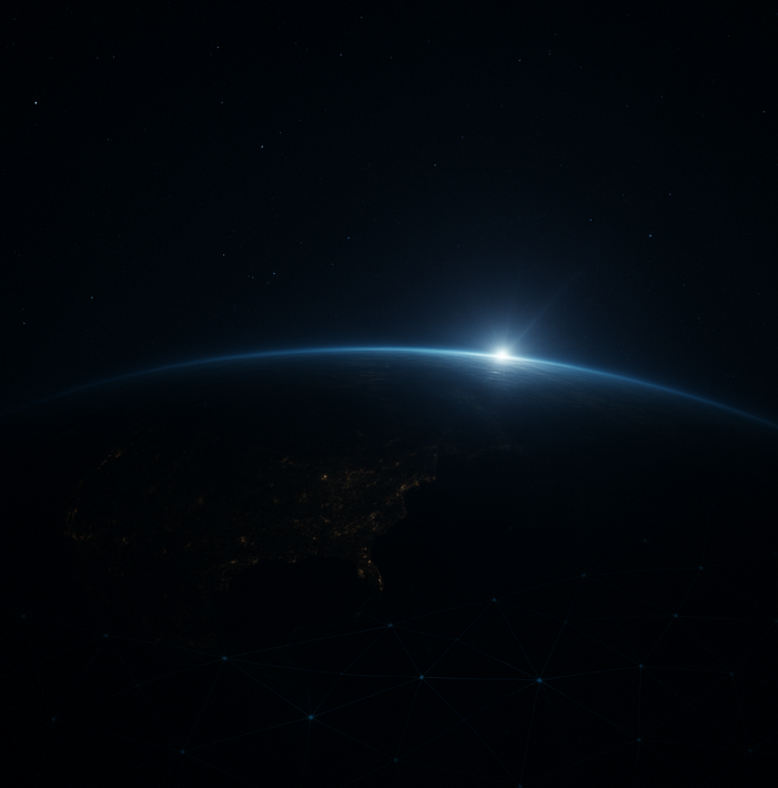 Earth from space with limb of light